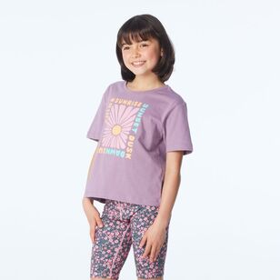 Cape Youth Girl's Good Earth Cotton Printed Tees Purple