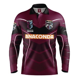 Fish of Origin Adult QLD Maroons 2024 Sub Polo Long Sleeve Fishing Shirt