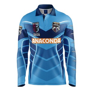 Fish of Origin Kids/Youth NSW Blues 2024 Sub Polo Long Sleeve Fishing Shirt  kids 6