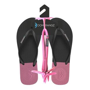 Boomerangz Women's Regular Thongs Black, Grey & Pink