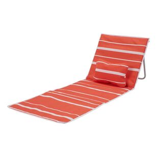 Life! Oasis Reclining Beach Lounger With Pillow Red Stripe