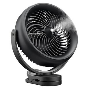 Spinifex 9inch Clip Rechargeable Mist Fan Black 9 in