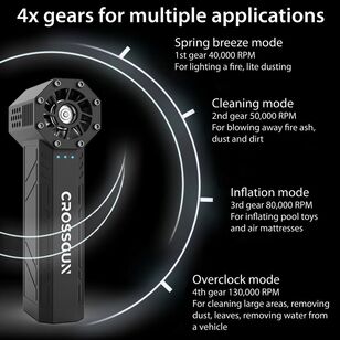 Crossgun Rechargeable Mini Turbo Jet Fan Blower Black