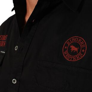 Ringers Western Men's Hawkeye Full Button Work Shirt Black & Red