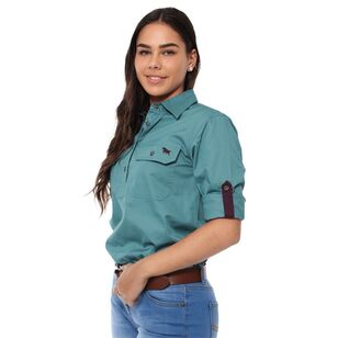 Ringers Western Women's Pentecost River Half Button Work Shirt Dusty Jade