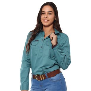 Ringers Western Women's Pentecost River Half Button Work Shirt Dusty Jade