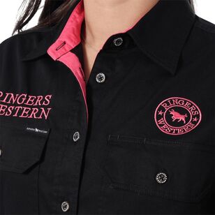 Ringers Western Women's Signature Jillaroo Full Button Work Shirt Black & Melon