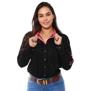 Ringers Western Women's Signature Jillaroo Full Button Work Shirt Black & Melon