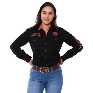 Ringers Western Women's Signature Jillaroo Full Button Work Shirt Black & Melon