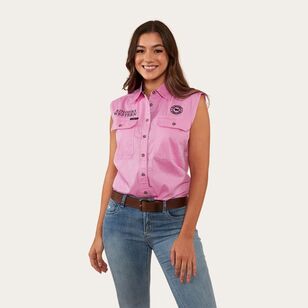 Ringers Western Women's Signature Jillaroo Sleeveless Work Shirt Pastel Pink & Navy