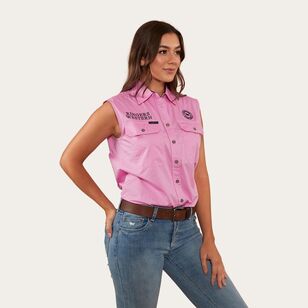 Ringers Western Women's Signature Jillaroo Sleeveless Work Shirt Pastel Pink & Navy