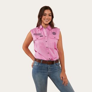 Ringers Western Women's Signature Jillaroo Sleeveless Work Shirt Pastel Pink & Navy