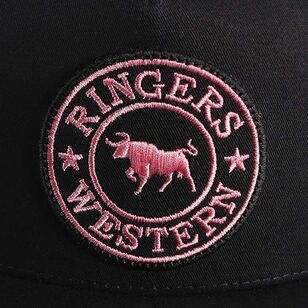 Ringers Western Women's Signature Bull Trucker Cap Black & Black Pink One Size