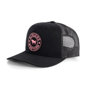 Ringers Western Women's Signature Bull Trucker Cap Black & Black Pink One Size