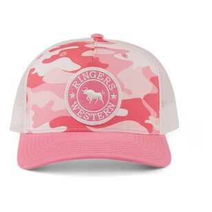 Ringers Western Women's Signature Bull Trucker Hat Pink Camo One Size