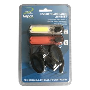 Repco Cycling USB Rechargeable Front & Rear LED Bike Light Multicoloured