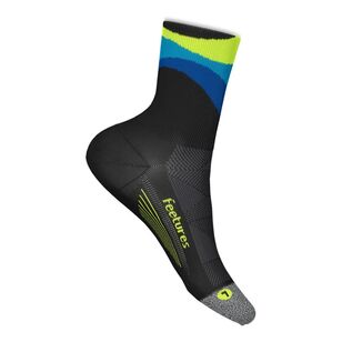 Feetures Unisex Elite Light Cushion Mini-Crew Sock Rhythmic Black