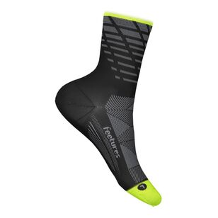 Feetures Unisex Elite Light Cushion Mini-Crew Sock Tempo Black