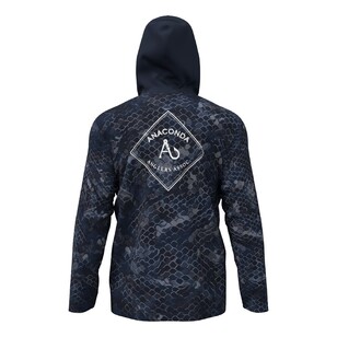 Anaconda Anglers Association Hooded Fishing Shirt Navy Dot