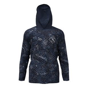 Anaconda Anglers Association Hooded Fishing Shirt Navy Dot