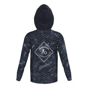 Anaconda Anglers Association Hooded Fishing Shirt Youth Navy Dot