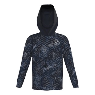 Anaconda Anglers Association Hooded Fishing Shirt Youth Navy Dot