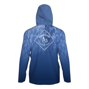 Anaconda Anglers Association Hooded Fishing Shirt Blue Scales Lures