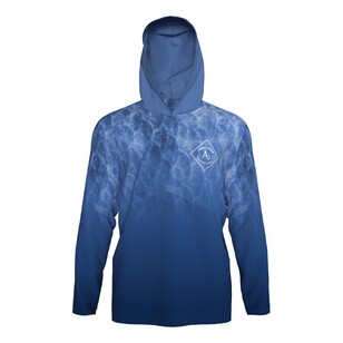 Anaconda Anglers Association Hooded Fishing Shirt Blue Scales Lures