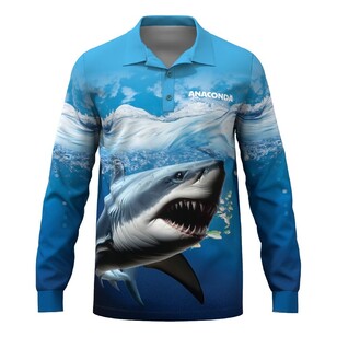 Anaconda Species Polo Fishing Shirt Great White Shark