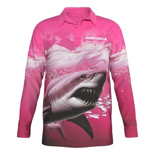 Anaconda Species Polo Fishing Shirt Womens Pink Great White Shark