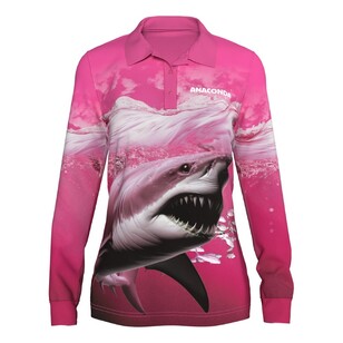 Anaconda Species Polo Fishing Shirt Youth Pink Great White Shark