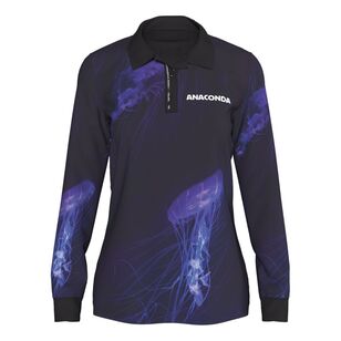 Anaconda Species Polo Fishing Shirt Womens Purple Jellyfish