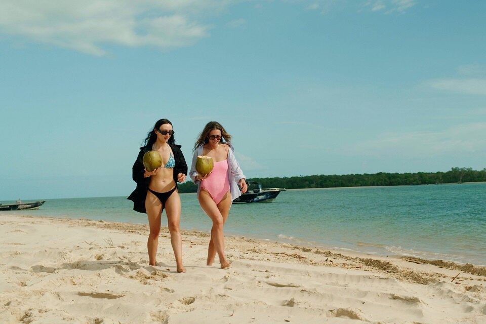 Women walking on the beach