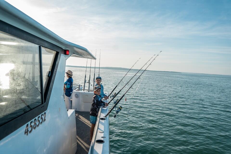 Anglers fishing on a charter boat