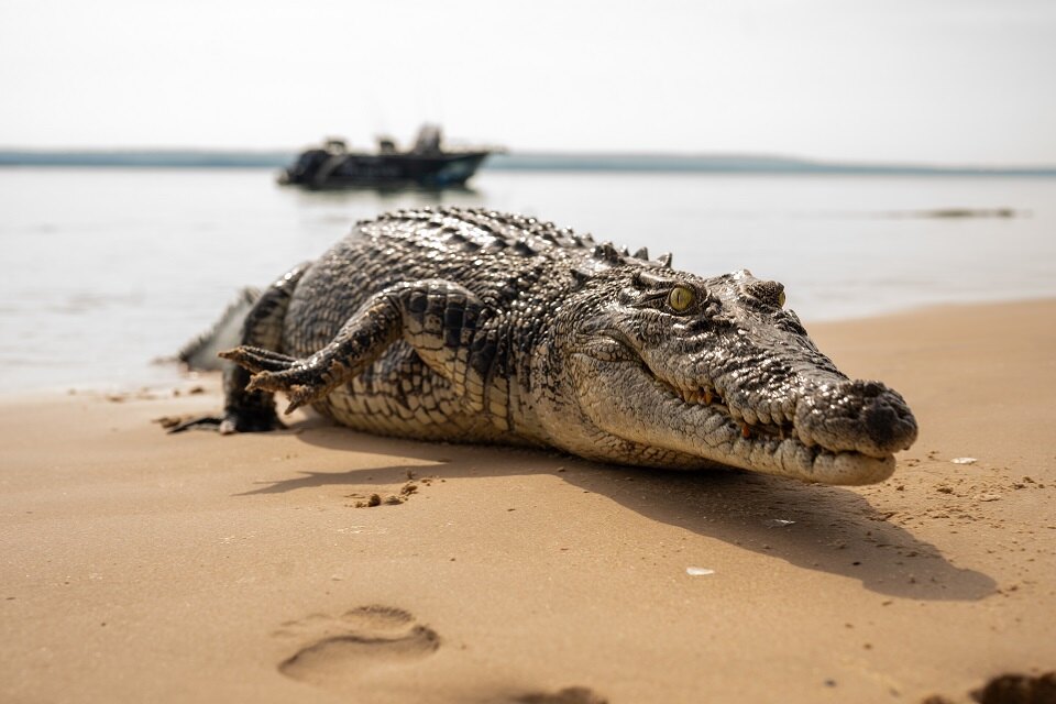 Closeup of Crocodile on the beach